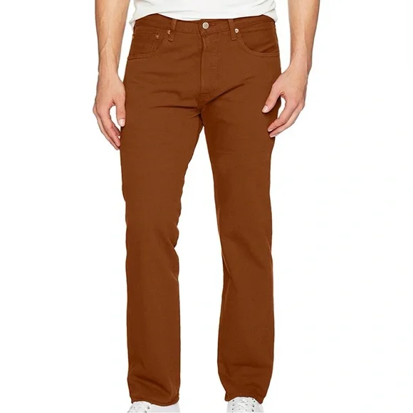 Levis 501 Jeans Original Button Fly Color Mustard Brown Size 36x32 or 33x32 🆕 - Picture 1 of 11